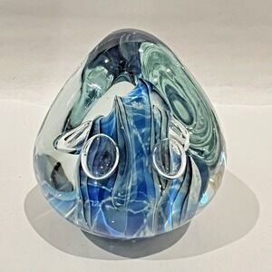 Vintage Eickholt Art Glass Paperweight 1997 RMO-S Blue Abstract Signed